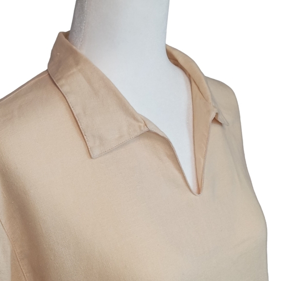 J. Jill 100% Linen Button Cuff Collared Pullover Top Butter Yellow Size Medium - Picture 2 of 6
